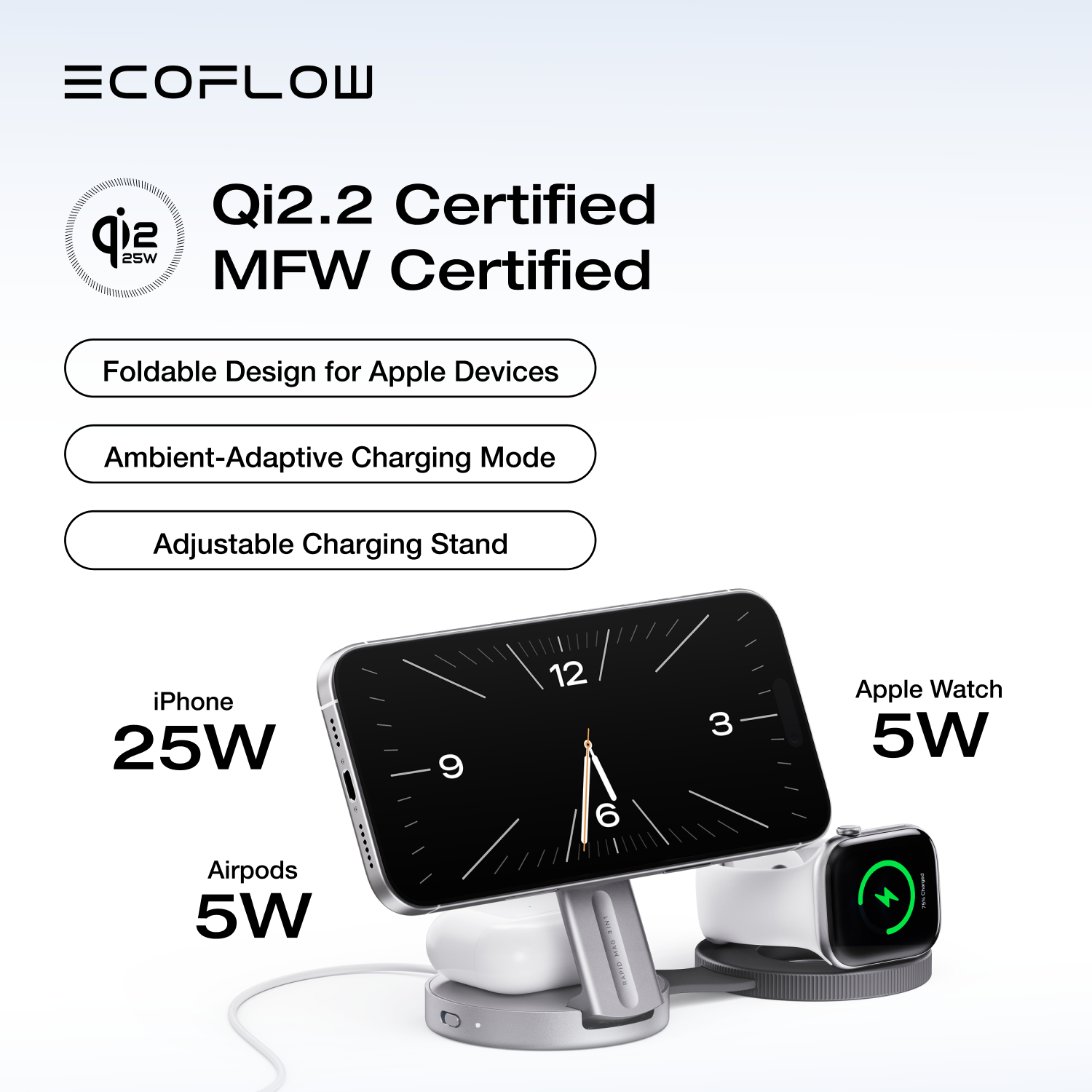 Load image into Gallery viewer, EcoFlow RAPID Mag Qi2.2 Wireless Charging Station (3-in-1 Foldable)