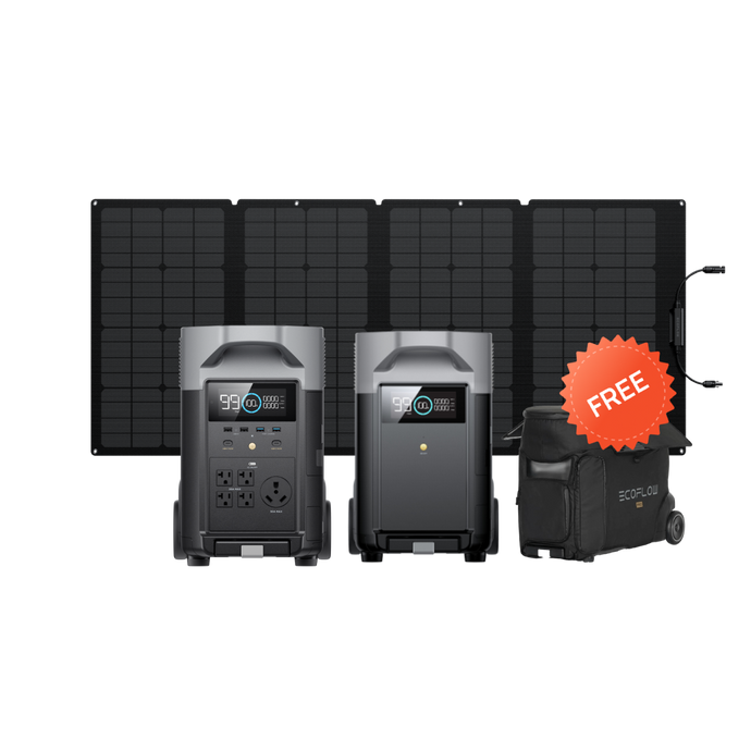EcoFlow DELTA Pro + EcoFlow DELTA Pro Extra Battery + 160W Portable Solar Panel + EcoFlow DELTA Pro Bag - Spring Sale