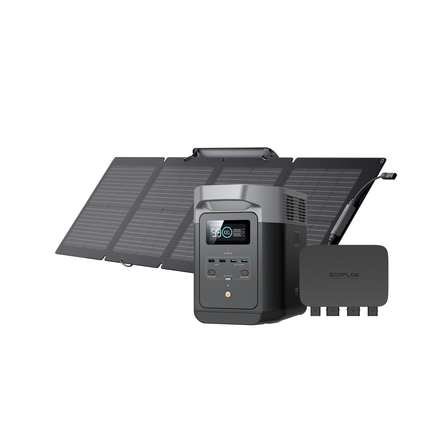 Load image into Gallery viewer, EcoFlow DELTA 2 Portable Power Station + 800W Alternator Charger + 110W Solar Panel