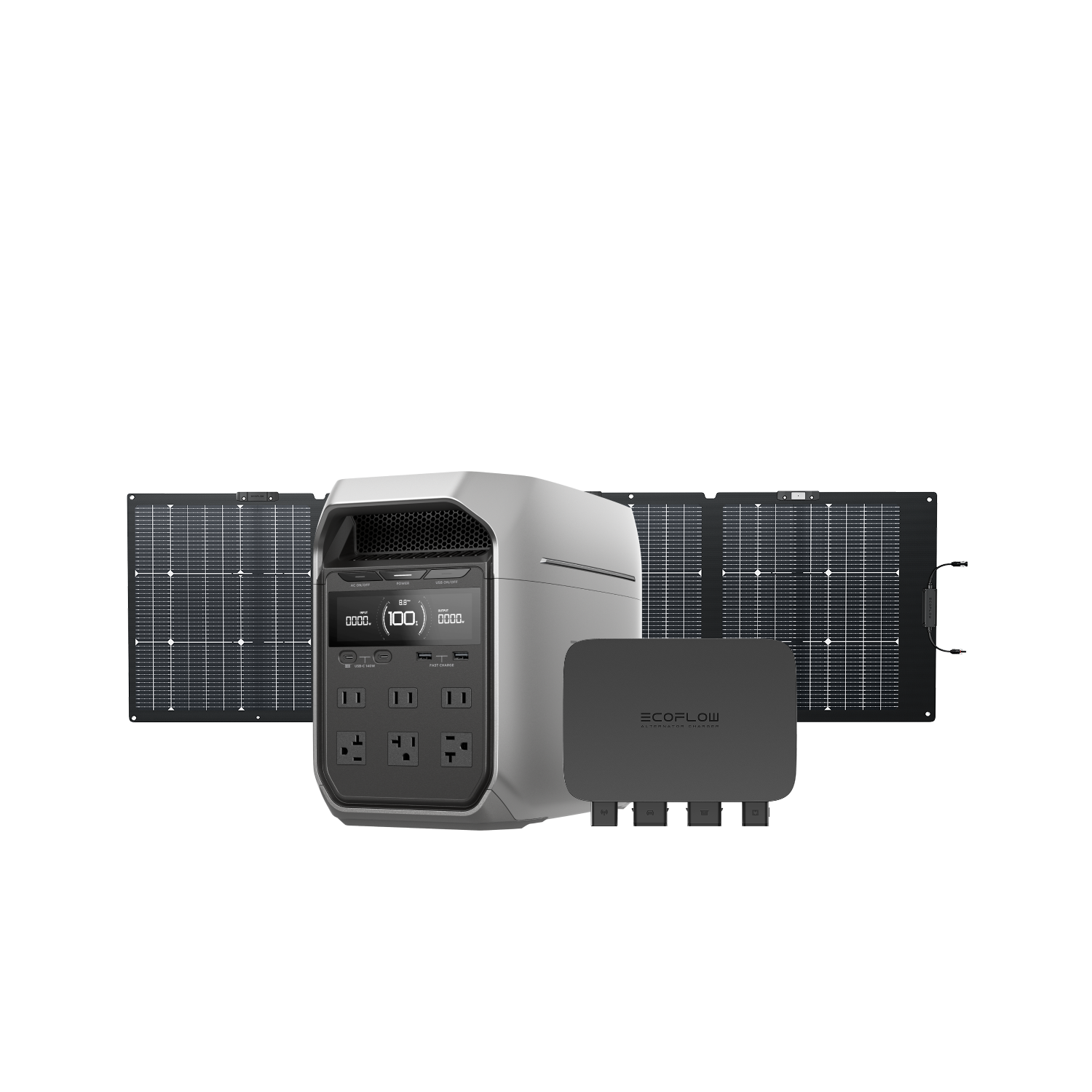 Load image into Gallery viewer, EcoFlow DELTA 3 Plus + 220W Solar Panel + 800W Alternator Charger