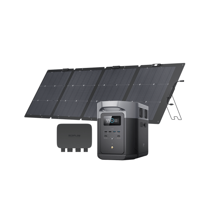 EcoFlow DELTA 2 Max + Panneau solaire portable 220 W + Chargeur alternateur 800 W