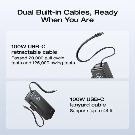 EcoFlow RAPID Power Bank (25,000mAh, 170W, 100W Built-In and Retractable Cables)