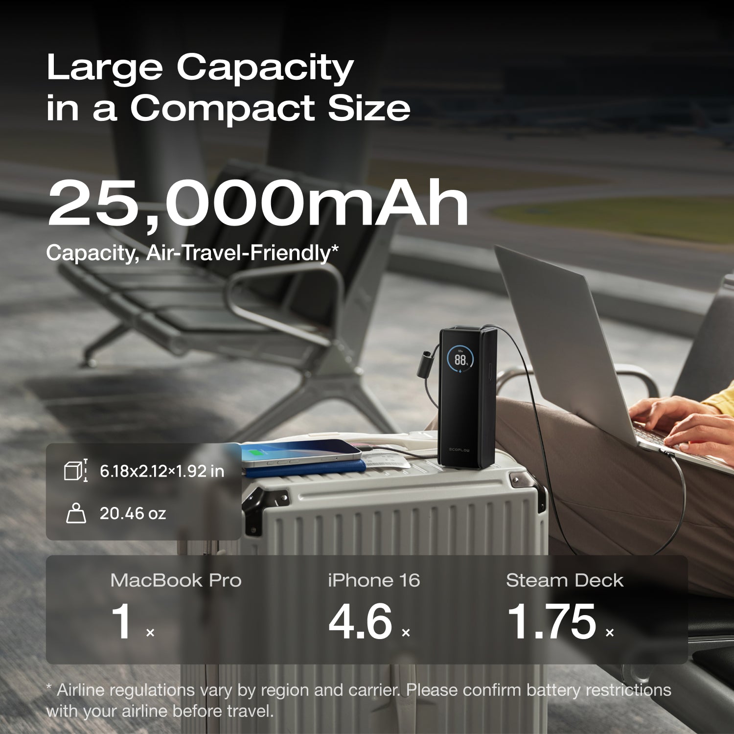 Load image into Gallery viewer, EcoFlow RAPID Power Bank (25,000mAh, 170W, 100W Built-In and Retractable Cables)
