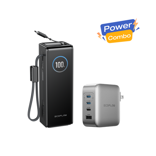 EcoFlow RAPID Power Bank (25K, 170W, 100W Built-In and Retractable Cables) + 140W Charger