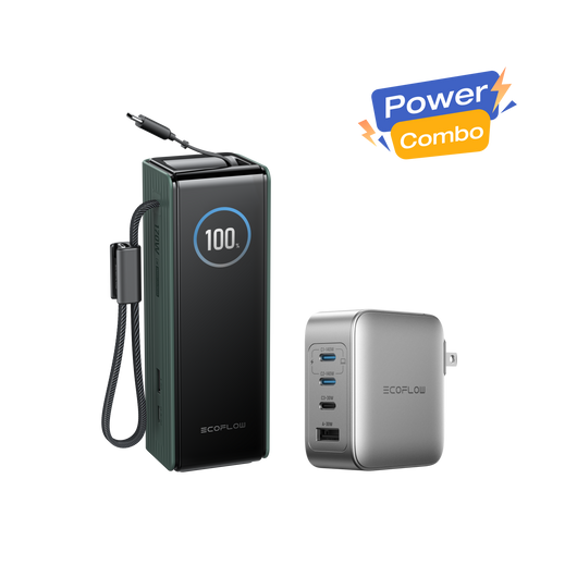 EcoFlow RAPID Power Bank (25K, 170W, 100W Built-In and Retractable Cables) + 140W Charger
