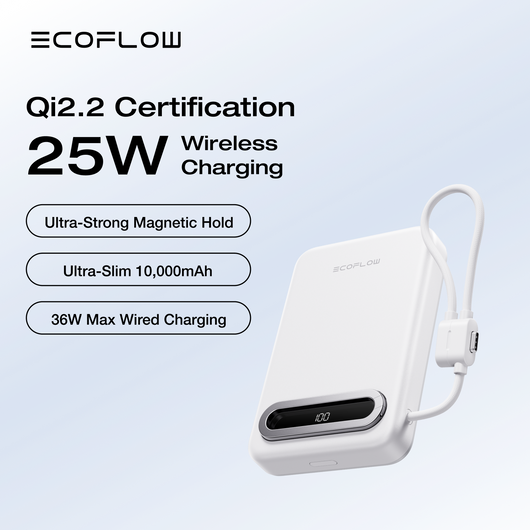 EcoFlow RAPID Mag Qi2.2 Magnetic Power Bank (10,000mAh, 25W, Built-in USB-C Cable)