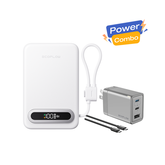 EcoFlow RAPID Mag Qi2.2 Power Bank (10K, 25W, Built-in USB-C Cable) + RAPID 65W GaN Charger with 100W Cable