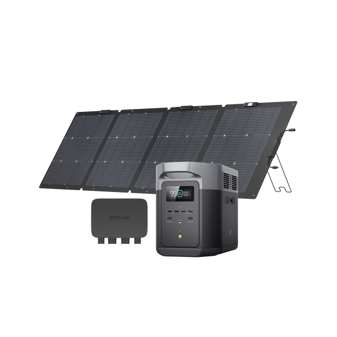 DELTA 2 Max + 220W Portable Solar Panel + 800W Alternator Charger