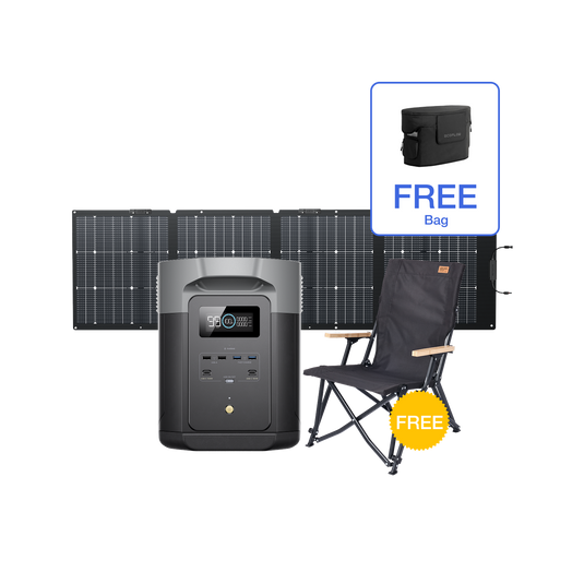 EcoFlow DELTA 2 Max + 220w Portable Solar Panel + Free Bag + Free Camping Chair