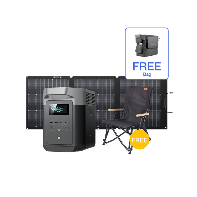 EcoFlow DELTA 2 + 160W Portable Solar Panel + Free Bag + Free Camping Chair