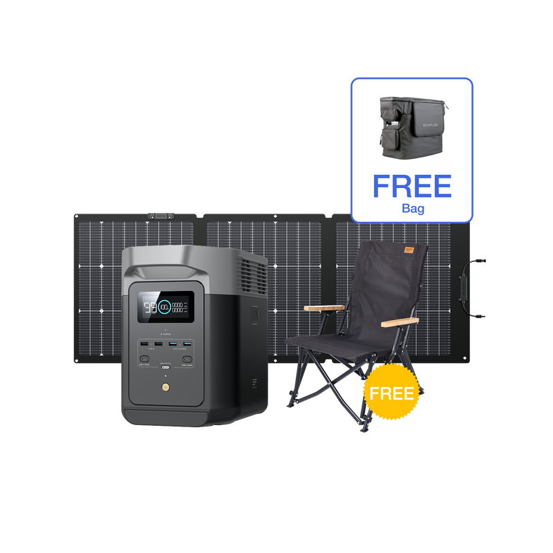 Load image into Gallery viewer, EcoFlow DELTA 2 + 160W Portable Solar Panel + Free Bag + Free Camping Chair
