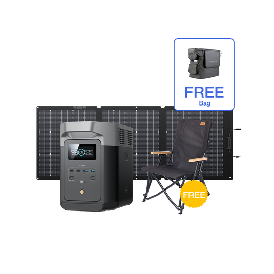 EcoFlow DELTA 2 + 160W Portable Solar Panel + Free Bag + Free Camping Chair