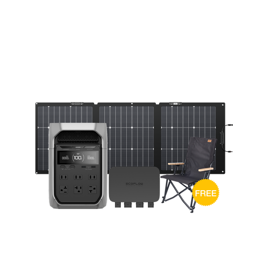 EcoFlow DELTA 3 Plus + 160W Solar Panel + 800W Alternator Charger + Free Camping Chair