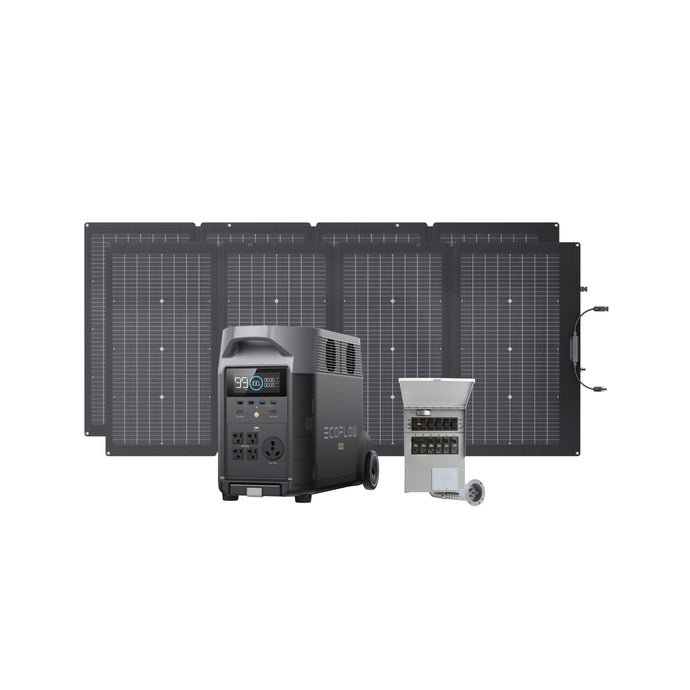 EcoFlow DELTA Pro + 2 x 220W  Solar Panel + Transfer Switch