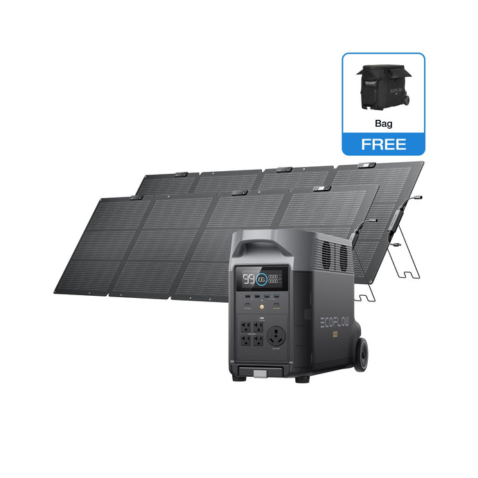 EcoFlow DELTA Pro + 2 x 220W Portabel Solar Panels + Free Bag - Flash Sale