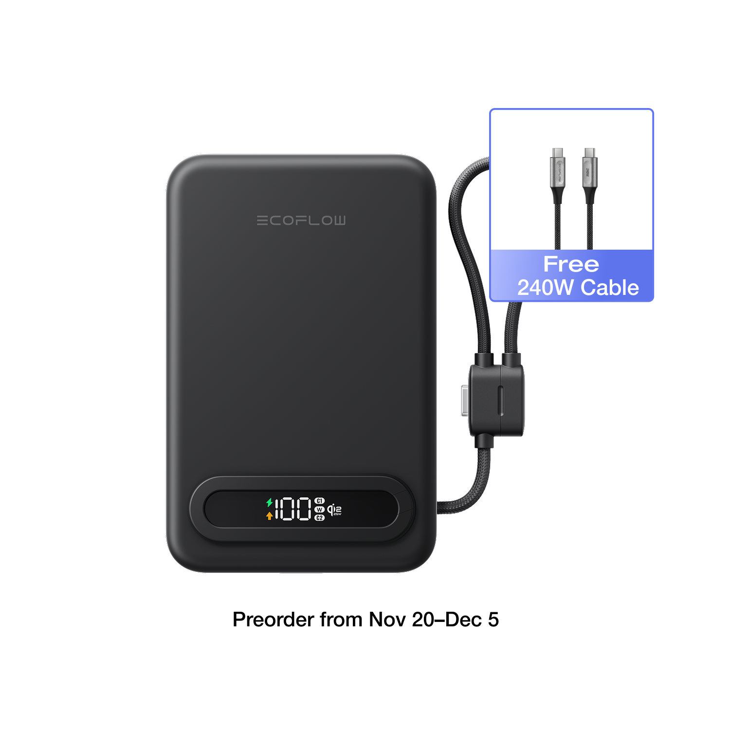 Load image into Gallery viewer, EcoFlow RAPID Mag Qi2.2 Magnetic Power Bank (10,000mAh, 25W, Built-in USB-C Cable)
