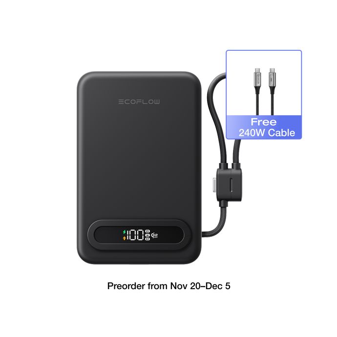 EcoFlow RAPID Mag Qi2.2 Magnetic Power Bank (10,000mAh, 25W, Built-in USB-C Cable)
