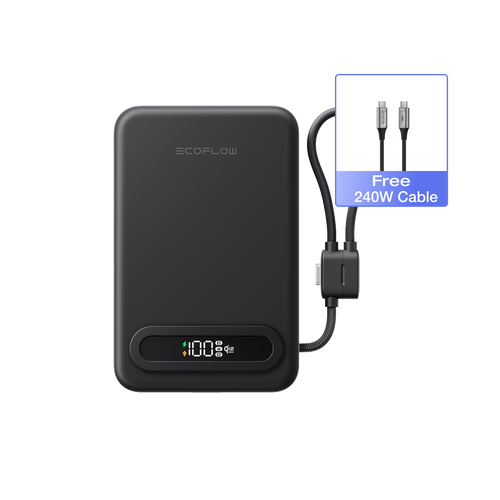 EcoFlow RAPID Mag Qi2.2 Magnetic Power Bank (10,000mAh, 25W, Built-in USB-C Cable)