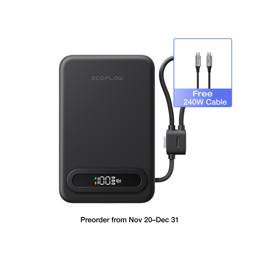 EcoFlow RAPID Mag Qi2.2 Magnetic Power Bank (10,000mAh, 25W, Built-in USB-C Cable)